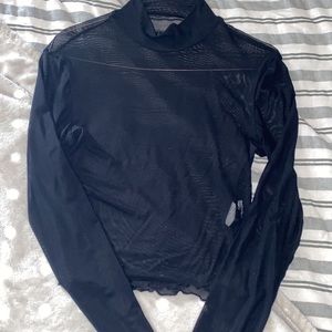 Mesh long sleeve crop top